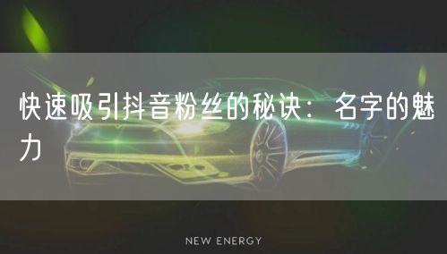 快速吸引抖音粉丝的秘诀：名字的魅力