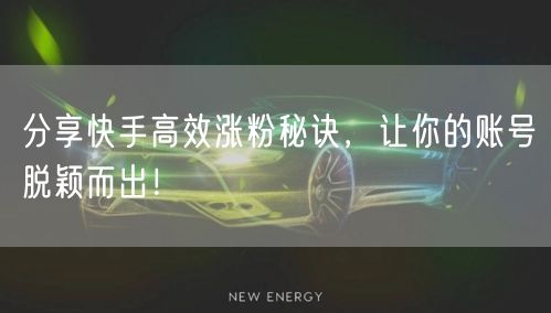 分享快手高效涨粉秘诀，让你的账号脱颖而出！