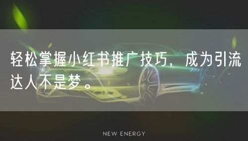 轻松掌握小红书推广技巧，成为引流达人不是梦。